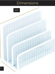 Load image into Gallery viewer, White Metal Mesh Letter Sorter – 3-Slot Mail Organizer for Desk, Office &amp; Home
