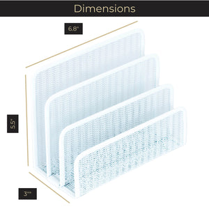 White Metal Mesh Letter Sorter – 3-Slot Mail Organizer for Desk, Office & Home