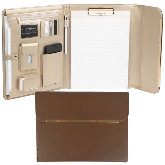 Brown Vegan Leather Portfolio Binder -Padfolio with Magnetic Closure & | Blu Monaco Brown Vegan Leather Portfolio Binder -Padfolio with Magnetic Closure & | Blu Monaco