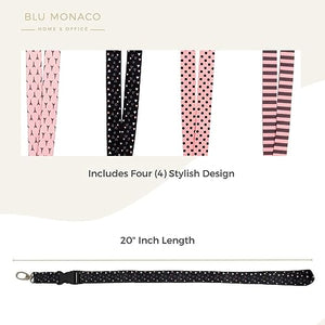 Load image into Gallery viewer, BLU MONACO - Pink Lanyard Keychain for Women Girls - 4 Pcs Set - Pretty Cute Fashion Cool Breakaway Neck lanyards - Teacher Lanyard
