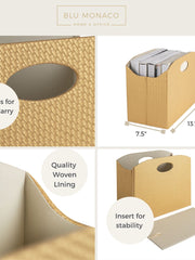 Load image into Gallery viewer, Gold Magazine Basket, PVC Leather Decorative Magazine Holder
