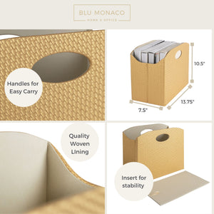 Gold Magazine Basket, PVC Leather Decorative Magazine Holder