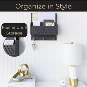 Load image into Gallery viewer, Mail Organizer Wall Mounted - Grey Wood Wall Mount Mail Holder Modern Key Holder
