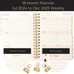 Load image into Gallery viewer, Small Planner 2024-2025 Daily Weekly Monthly Planners 2024-2025 for Women - 18 Month Planner 2024-2025 - Mom, Work, School Calendar Planner 6&quot; x 9&quot; Appointment Book with 212 Stickers and Bookmark
