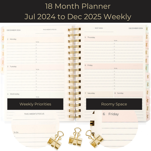 Small Planner 2024-2025 Daily Weekly Monthly Planners 2024-2025 for Women - 18 Month Planner 2024-2025 - Mom, Work, School Calendar Planner 6" x 9" Appointment Book with 212 Stickers and Bookmark