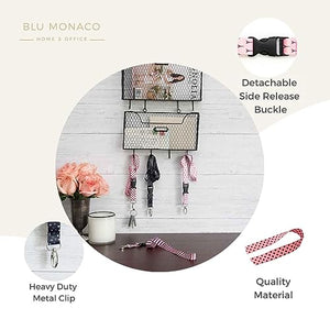 BLU MONACO - Pink Lanyard Keychain for Women Girls - 4 Pcs Set - Pretty Cute Fashion Cool Breakaway Neck lanyards - Teacher Lanyard