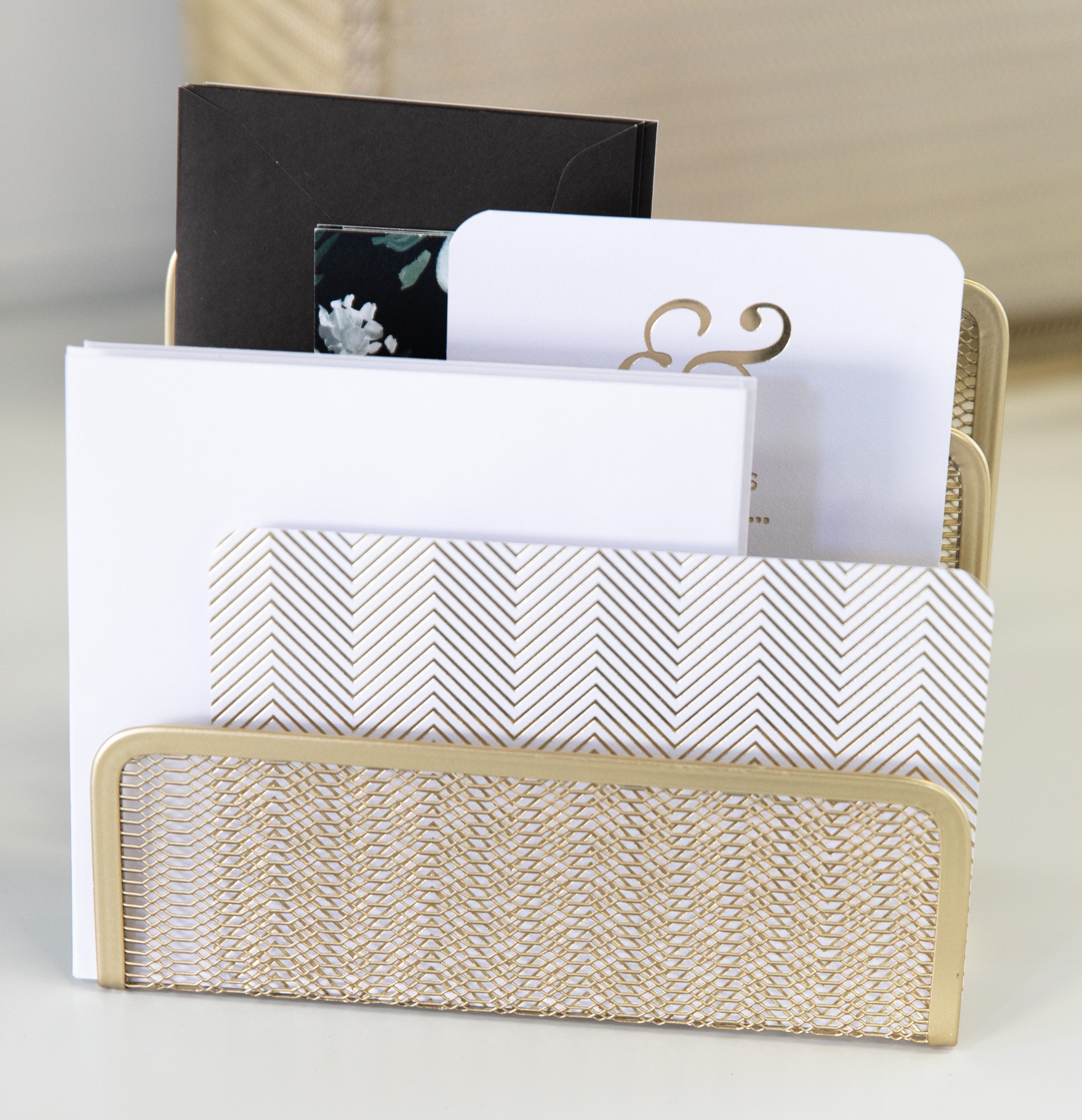 thumbnail image 2 of Woven Mail Organizer For Desk - 5 Compartment Paper Rope Storage Basket For Letters & Office Supplies 2 of 4