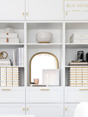 Load image into Gallery viewer, BLU MONACO Set of 4 Gold and White Striped Magazine File Boxes with Gold Label Holders - Ideal File Organizer Box for Desk Accessories, File Folder Holder, Office Supplies, and Book Organizer
