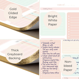 Pastel Weekly Planner Notepad – To-Do List with Habit Tracker and 52 Tear-Off Sheets – Beautiful Pastel Desk Planner for Goals, Priorities, and Self-Care