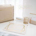 Load image into Gallery viewer, Set of 12 Cream White Cute Hanging File Folders Letter Size with Geometric Gold Foil Designs, Letter Size Decorative Hanging Folders for Filing Cabinet and Hanging File System, File Cabinet Folders
