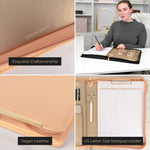 Load image into Gallery viewer, BLU MONACO Pink Vegan Leather Portfolio Binder for Women - Professional Padfolio Work Organizer with Gold Trim, Zippered Business Case for Documents
