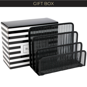 Load image into Gallery viewer, Black Metal Mesh Letter Sorter – 3-Slot Mail Organizer for Desk, Office &amp; Home
