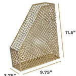 Load image into Gallery viewer, BLU MONACO Gold Magazine Holder - Metal Magazine File Box - Gold Desk Magazine File - Gold Metal Desktop Magazine Holder
