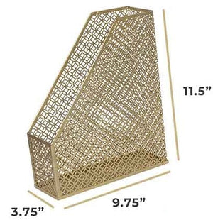 Load image into Gallery viewer, BLU MONACO Gold Magazine Holder - Metal Magazine File Box - Gold Desk Magazine File - Gold Metal Desktop Magazine Holder
