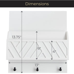 Load image into Gallery viewer, Mail Organizer Wall Mounted - White Wooden Mail Holder for Wall - Key Hanger
