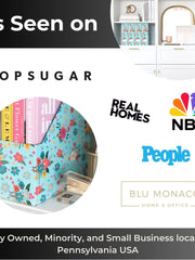 Load image into Gallery viewer, BLU MONACO Floral Magazine Holder Cute Set of 4 Foldable Magazine File Boxes Aqua Floral Pattern with Gold Label Holder- Magazine Rack Desk Organizer, Binder Holder, Vertical File Folder Organizer
