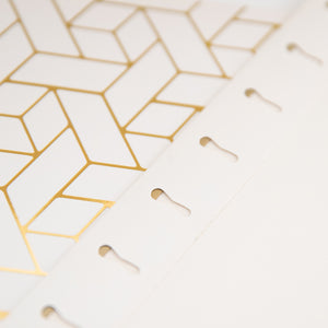 Set of 12 Cream White Cute Hanging File Folders Letter Size with Geometric Gold Foil Designs, Letter Size Decorative Hanging Folders for Filing Cabinet and Hanging File System, File Cabinet Folders