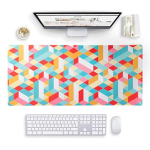 Large Desk Mat - Desk Protector for Desktop - Waterproof Large Mouse Pad 35 x 15.7 Desk Cover in a Colorful Vibrant Confetti Computer Desk Pad, Mouse Mat, and Desk Mat on Top of Desks Blu Monaco