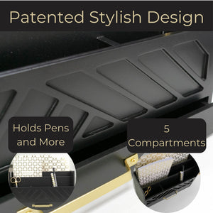 BLU MONACO Black Mail Organizer with Drawer and Gold Handle