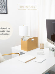 Load image into Gallery viewer, Gold Magazine Basket, PVC Leather Decorative Magazine Holder
