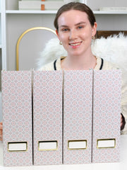 Load image into Gallery viewer, Foldable Magazine File Holder Set of 4 with Moroccan Tile Design – Decorative Cardboard Magazine Organizer for Home, Office &amp; Dorm Room