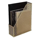 Load image into Gallery viewer, BLU MONACO Gold Magazine Holder - Metal Magazine File Box - Gold Desk Magazine File - Gold Metal Desktop Magazine Holder
