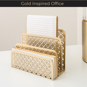 Load image into Gallery viewer, BLU MONACO Gold Desk Mail Organizer Countertop - Letter Holder for Desk - Mail Storage - Bill Organizer for Desk - Gold Letter Sorter
