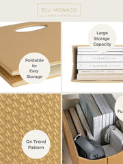 Load image into Gallery viewer, Gold Magazine Basket, PVC Leather Decorative Magazine Holder
