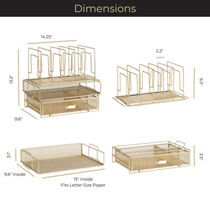 Load image into Gallery viewer, Gold Desk Organizer - Gold Desk Accessories for Women Office Set Includes Detachable File Organizer, Stackable Paper Tray, Stackable Drawer - Gold Office Supplies for Desk Gold File Organizer for Desk
