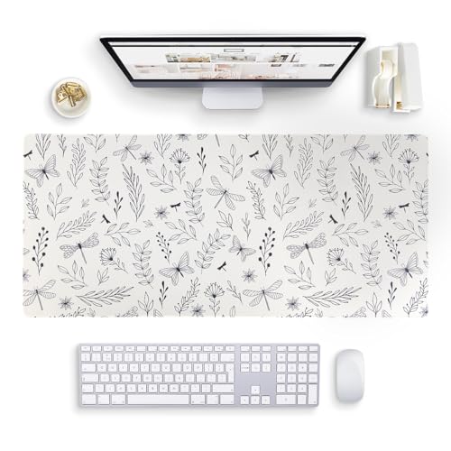 Extra Large Desk Mat Work 35 x 15.7 Office Décor for Women - Butterfly