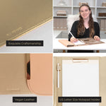 Load image into Gallery viewer, BLU MONACO Pink Vegan Leather Portfolio Binder for Women - Professional Padfolio with Magnetic Closure &amp; Gold Trim, Business Organizer Case

