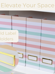 Load image into Gallery viewer, Set of 4 Foldable Magazine Holders in Pastel Stripes – Sturdy Cardboard Vertical Organizers with Label Holders
