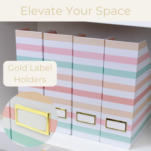 Set of 4 Foldable Magazine Holders in Pastel Stripes – Sturdy Cardboard Vertical Organizers with Label Holders