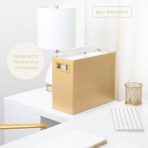 Load image into Gallery viewer, Gold Magazine Basket, Gold Magazine Holder, Gold Magazine Rack, Magazine Holder Floor, and Magazine Holder Bathroom Storage Décor Stylish Book Basket and Magazine Organizer - Narrow Basket Blu Monaco
