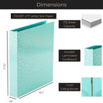 Load image into Gallery viewer, Geometric Gold Foil Aqua Binder 3 Ring - Set of 2-1 Inch Binders 3 Ring - 3 Ring Binders - 3 Ring Binders 1 Inch, Three Ring Binder - Cute Binder - Pastel Binder Aqua - 3 Hole Cute Binders
