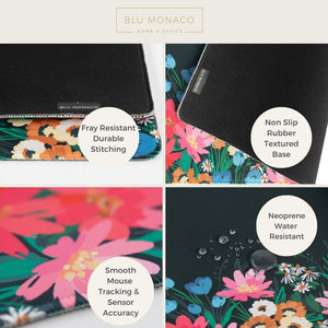 Extra Large Desk Mat Mouse Pad 35 x 15.7 Computer Mat - Dark Green Floral Desk Mat Large Desk Pad - Decorative Cute Office Décor for Women Desk Aesthetic – Pretty Desk Mats on Top of Desks Blu Monaco