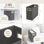 Load image into Gallery viewer, Magazine Basket: Grey Leather Bathroom Magazine Holder - Stylish Modern Magazine Rack and Newspaper Stand, Decorative Floor-Mounted Magazine Holder for Stylish Bathroom Organization, by Blu Monaco
