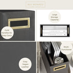 Load image into Gallery viewer, Magazine Basket: Grey Leather Bathroom Magazine Holder - Stylish Modern Magazine Rack and Newspaper Stand, Decorative Floor-Mounted Magazine Holder for Stylish Bathroom Organization, by Blu Monaco
