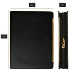 Load image into Gallery viewer, Portfolio Binder - Black Vegan Leather Padfolio for Women - Leather Portfolio Folder with Gold Trim - Portfolio Organizer Notebook - Professional Binder Folio - Business Portfolio Case - Gold Zipper
