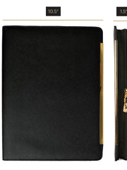 Load image into Gallery viewer, Portfolio Binder - Black Vegan Leather Padfolio for Women - Leather Portfolio Folder with Gold Trim - Portfolio Organizer Notebook - Professional Binder Folio - Business Portfolio Case - Gold Zipper

