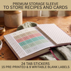 Load image into Gallery viewer, Merlot Vegan Leather Recipe Book – 100 Recipes, Thick Paper, Storage Pocket, Color Tabs
