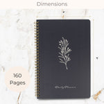 Load image into Gallery viewer, BLU MONACO Minimalist Daily Planner and Notebook with Hourly Schedule - 160 Pages, 80 Days - Grey with Botanical Design - Aesthetic Spiral To-Do List Notepad for Easy Task and Appointment Management - Stylish Book for School, Office, or Home Organization
