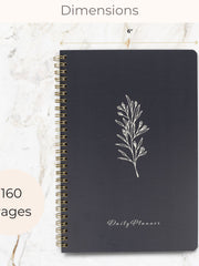 Load image into Gallery viewer, BLU MONACO Minimalist Daily Planner and Notebook with Hourly Schedule - 160 Pages, 80 Days - Grey with Botanical Design - Aesthetic Spiral To-Do List Notepad for Easy Task and Appointment Management - Stylish Book for School, Office, or Home Organization
