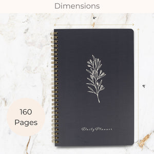 Load image into Gallery viewer, BLU MONACO Minimalist Daily Planner and Notebook with Hourly Schedule - 160 Pages, 80 Days - Grey with Botanical Design - Aesthetic Spiral To-Do List Notepad for Easy Task and Appointment Management - Stylish Book for School, Office, or Home Organization
