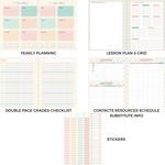 Load image into Gallery viewer, 2026–2027 Teacher Planner – Pastel Striped Cover | Best‑Selling Academic Lesson Plan Book for Teachers | July 2026–June 2027 | Monthly &amp; Weekly Planning, Stickers, Pocket &amp; Snap‑In Bookmark
