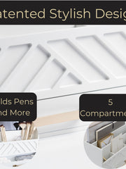 Load image into Gallery viewer, White Wood Desk Organizer with Drawer and Gold Handle
