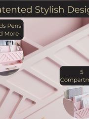 Load image into Gallery viewer, Pink Wood Desk Organizer with Drawer and Gold Handle