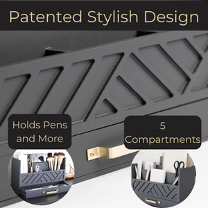 Load image into Gallery viewer, Grey Wood Desk Organizer with Drawer and Gold Handle
