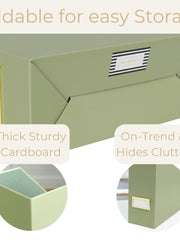 Load image into Gallery viewer, Set of 6 Foldable Magazine File Holders in Earth Green with Label Holders
