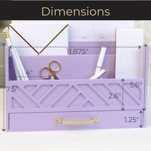 Mail Organizer Countertop Kitchen - Purple Wood Desk Storage with Drawer